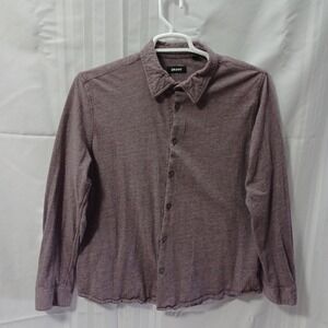 DKNY Button Down Shirt Mens XL Purple Heathered Long Sleeve 100% Cotton Casual